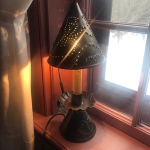 Rustic Tin Punched Candle Electric Lamp